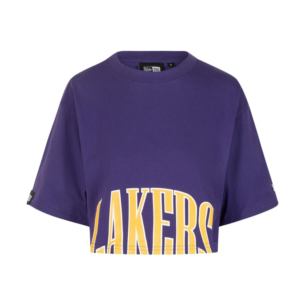New Era LA Lakers NBA Team Wordmark Crop T-shirt Purple, Dam