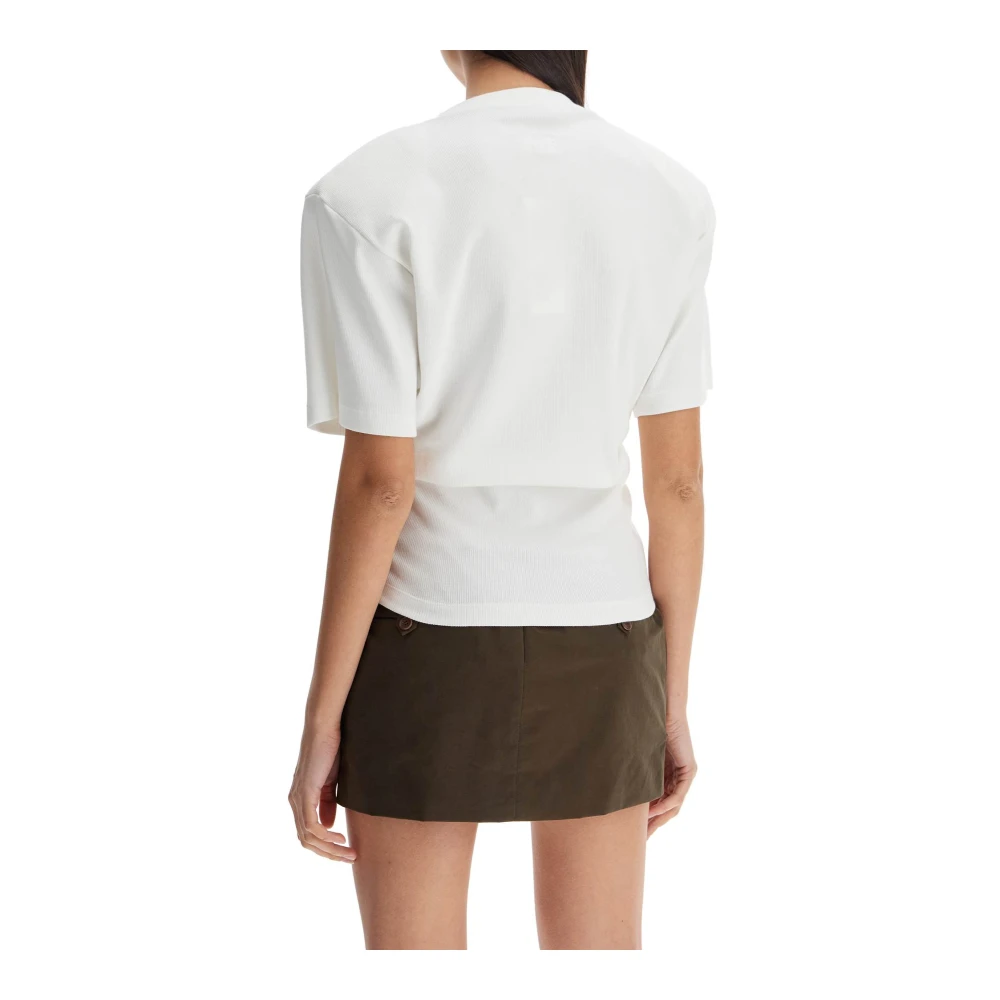 Magda Butrym Geribbeld Geknoopt T-shirt White Dames