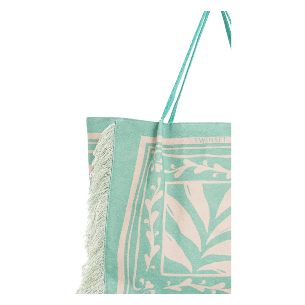 Twinset Groene Canvas Shopper Tas Green Dames