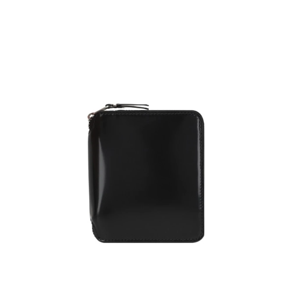 Comme des Garçons Zilveren Leren Ritsportemonnee Black Heren