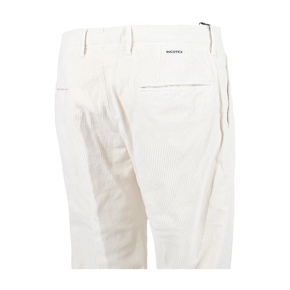 Incotex Witte Corduroy Broek met Zakken White Heren