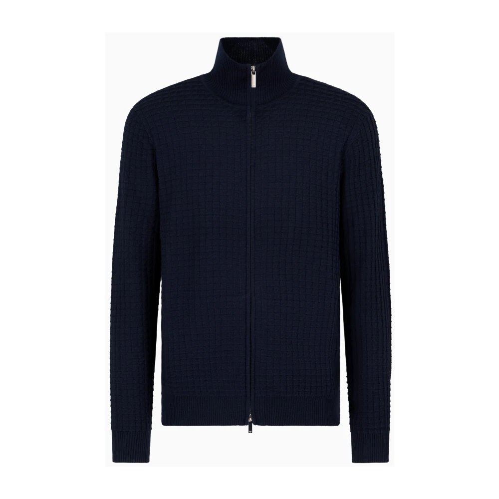 Emporio Armani Stijlvolle rits cardigan Blue Heren
