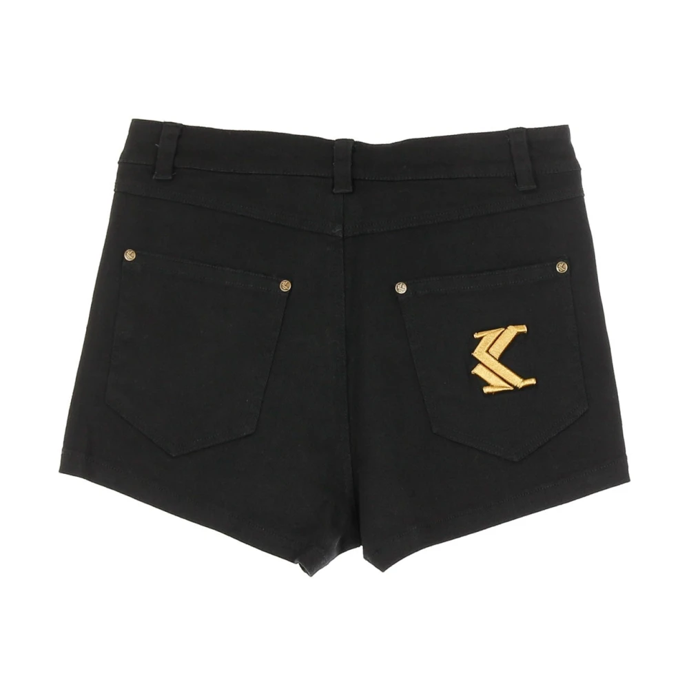 Karl Kani Zwarte Denim Shorts met Kani Logo Black Dames