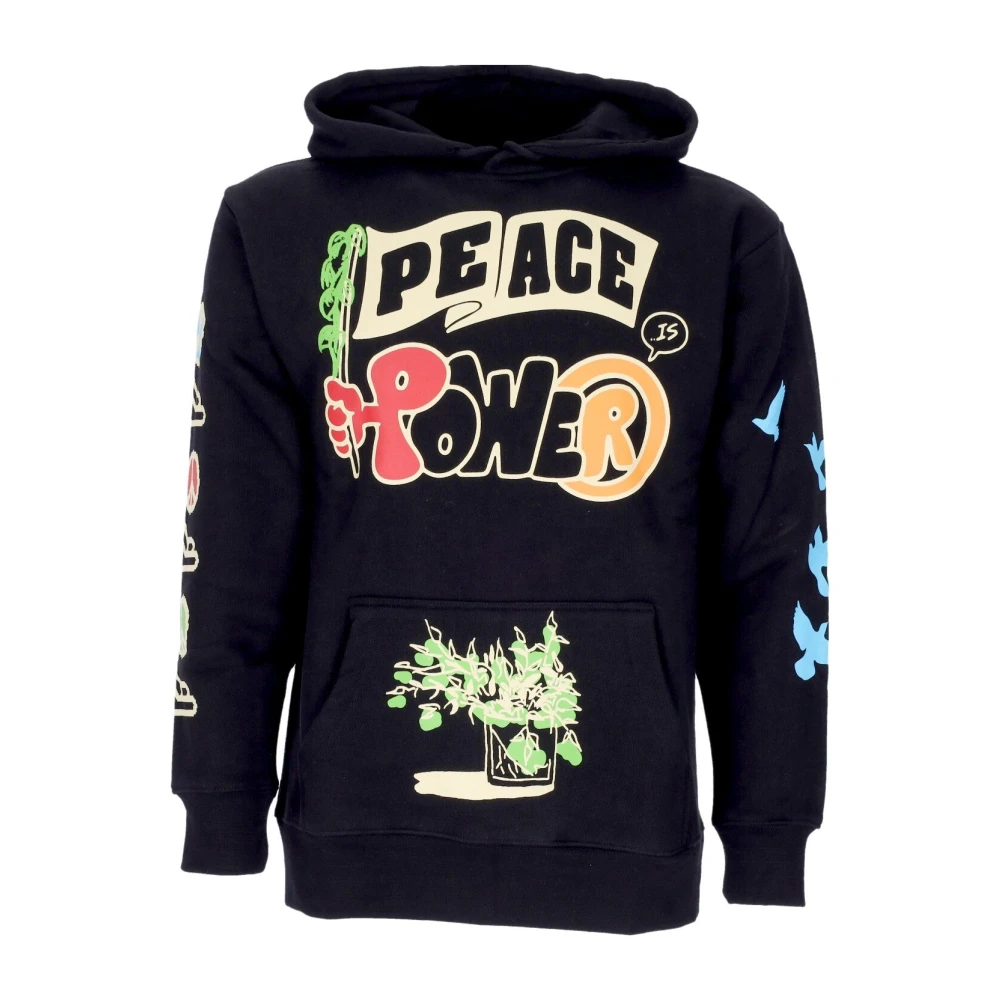 Market Zwarte hoodie met Peace and Power print Black Heren