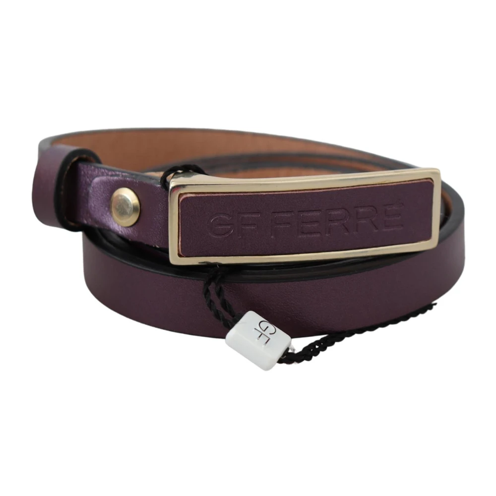 Gianfranco Ferré Women's Gold Maroon Leather Belt With -Tone Hardware
