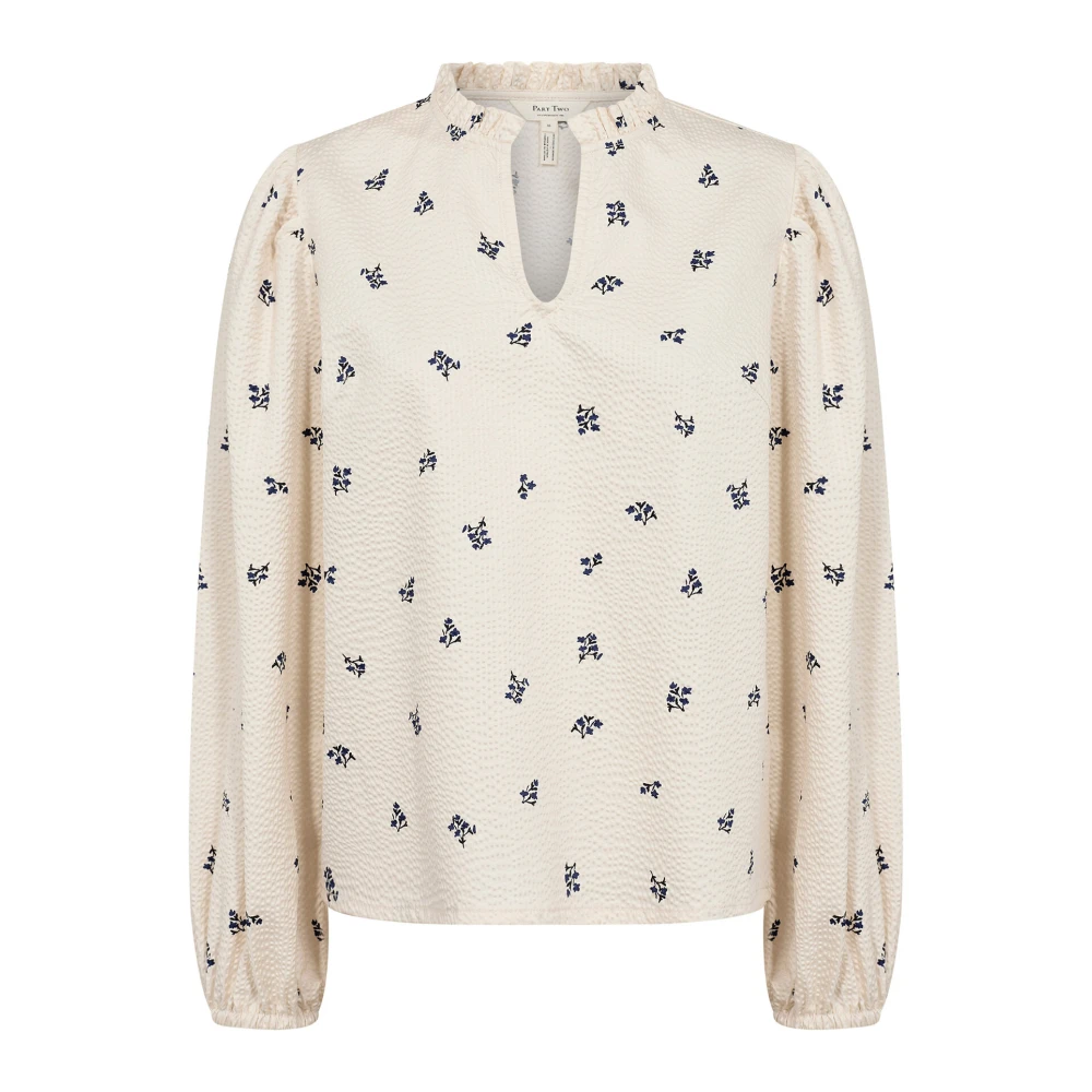 Part Two Blauwe Bloemenprint Lange Mouw Blouse Multicolor Dames