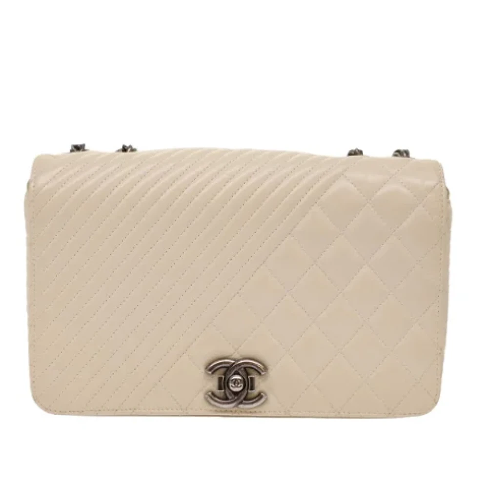 Chanel Vintage Beige Läder Chanel Clutch Beige, Dam