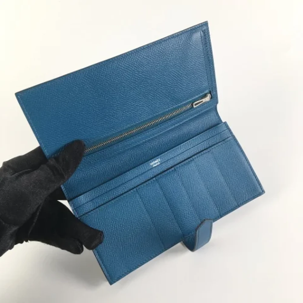 Hermès Vintage Pre-owned Leather wallets Blue Dames