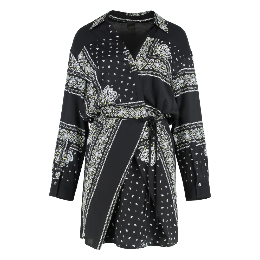 Pinko Women's Black Bandana Print Shirtdress