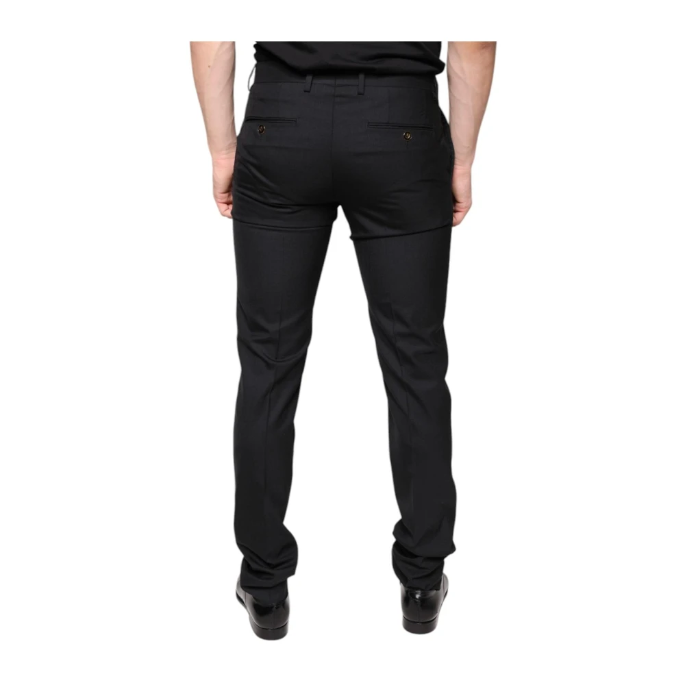 Dolce & Gabbana Zwarte Wol Skinny Jurk Broek Black Heren