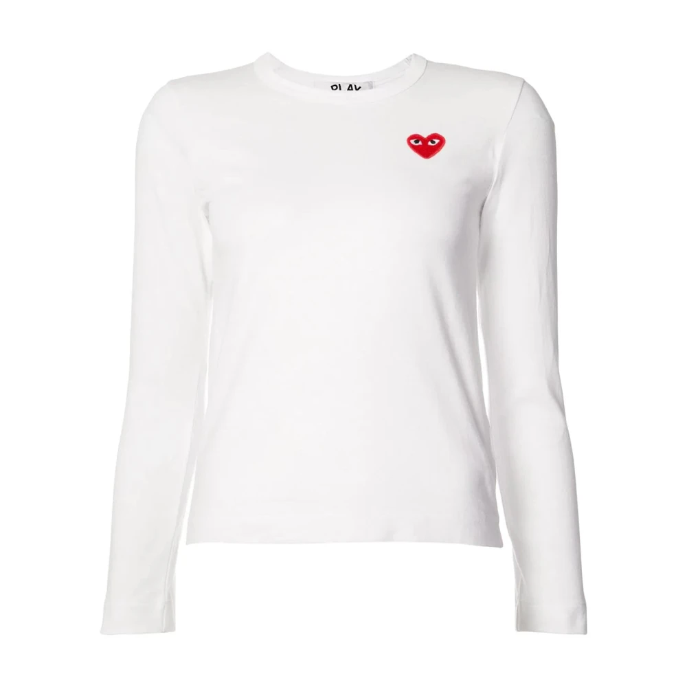 Comme des Garçons Play Hart Logo T-Shirt Wit Rood White Dames