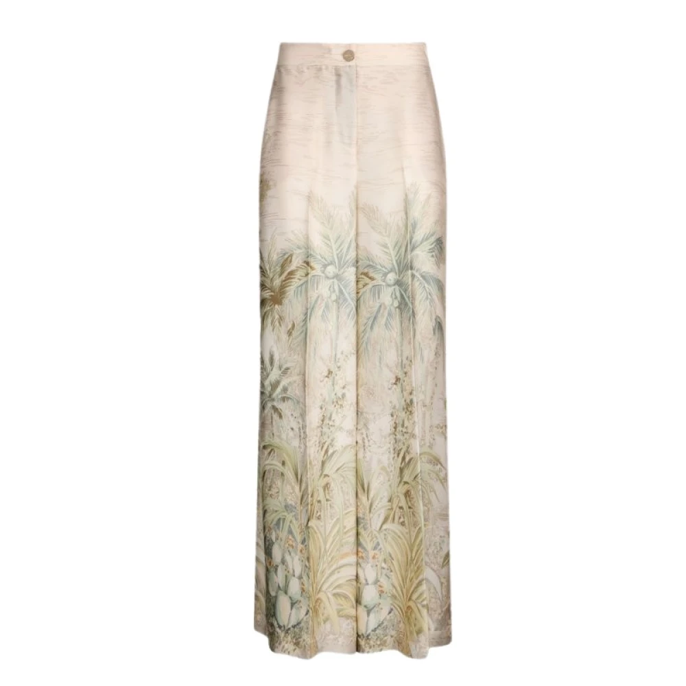Liu Jo Multicolor Printed Twill Palazzo Trousers
