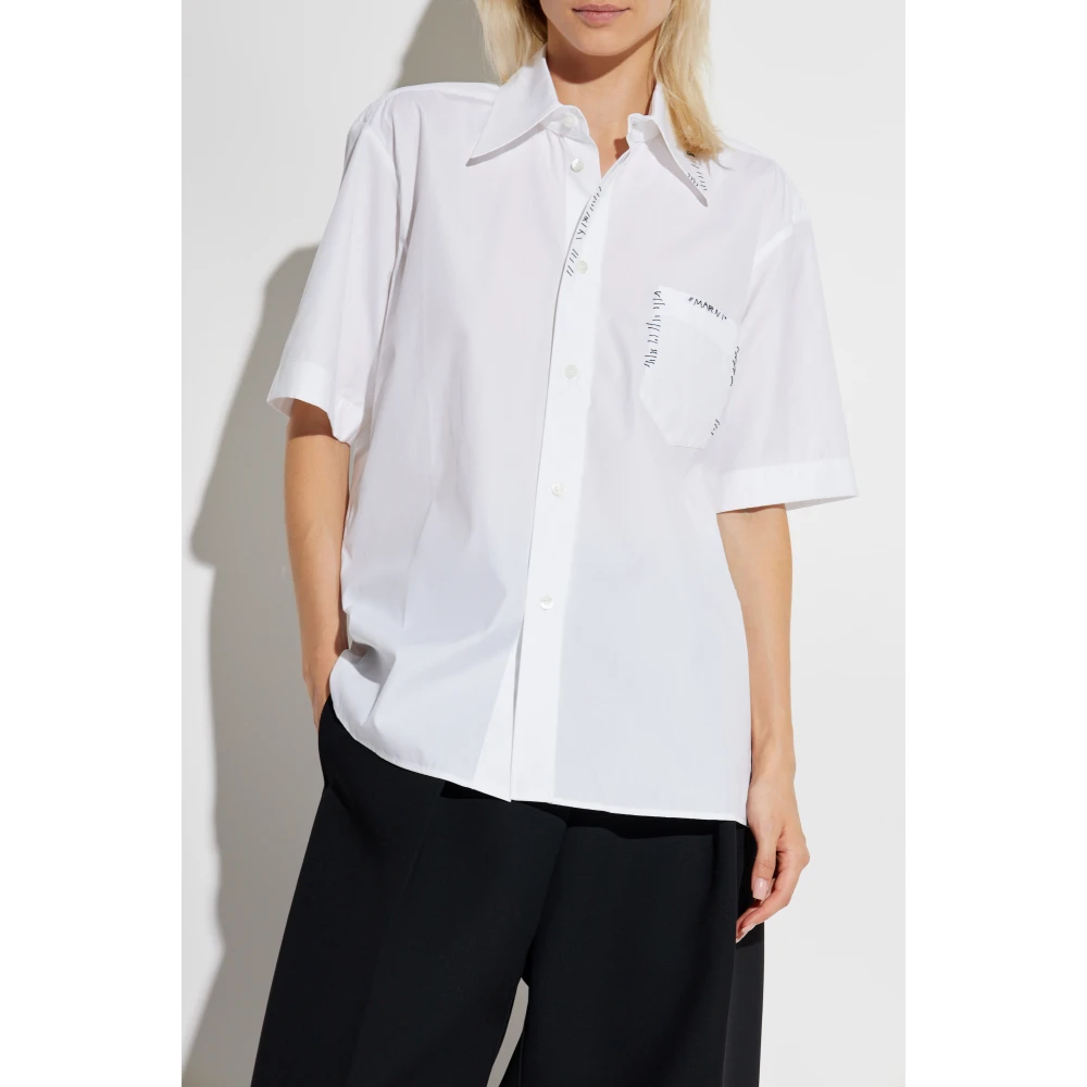 Marni Shirt met decoratieve stiksels White Dames