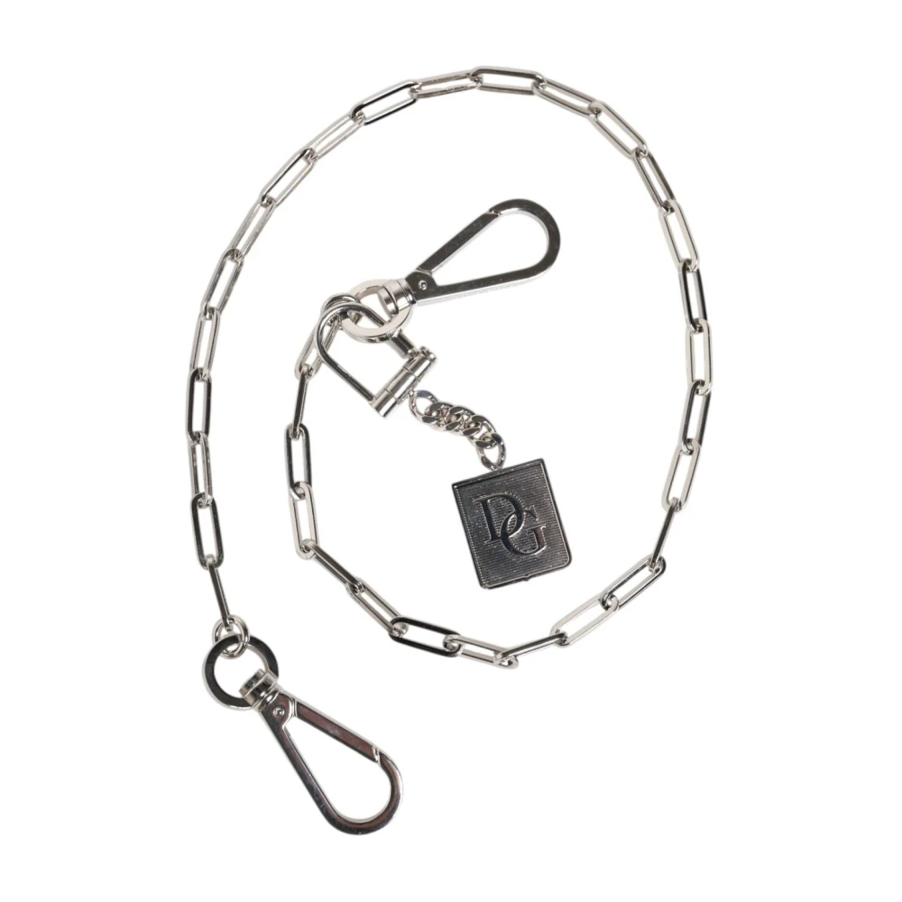 Dolce & Gabbana Uomo Grigio - Tone Metal Chain Belt With Dg Charm - Accessories - One Size