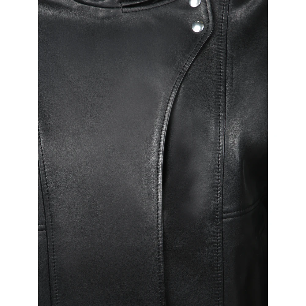 IRO Elegante Zwarte Leren Dahlia Jas Black Dames