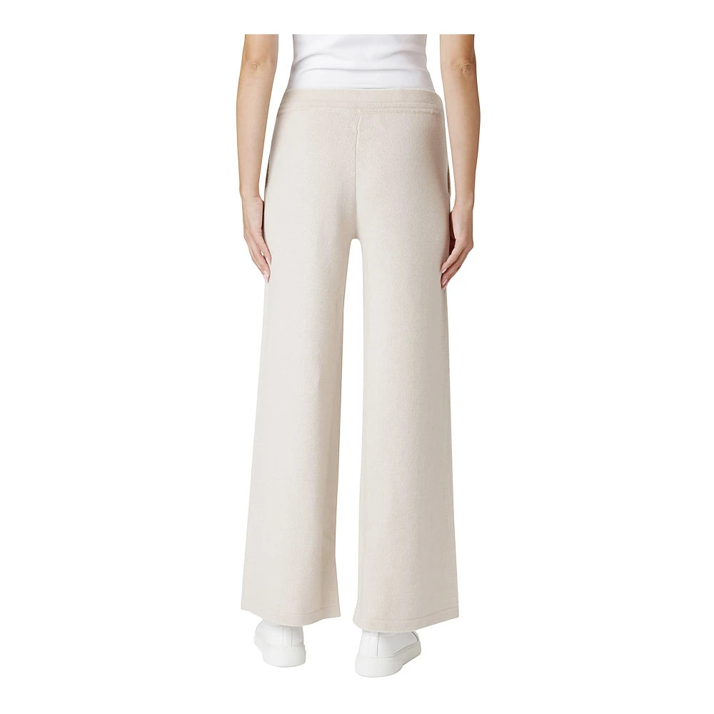 Eleventy Cashmere Wijde Gebreide Broek met Tipping Beige Dames