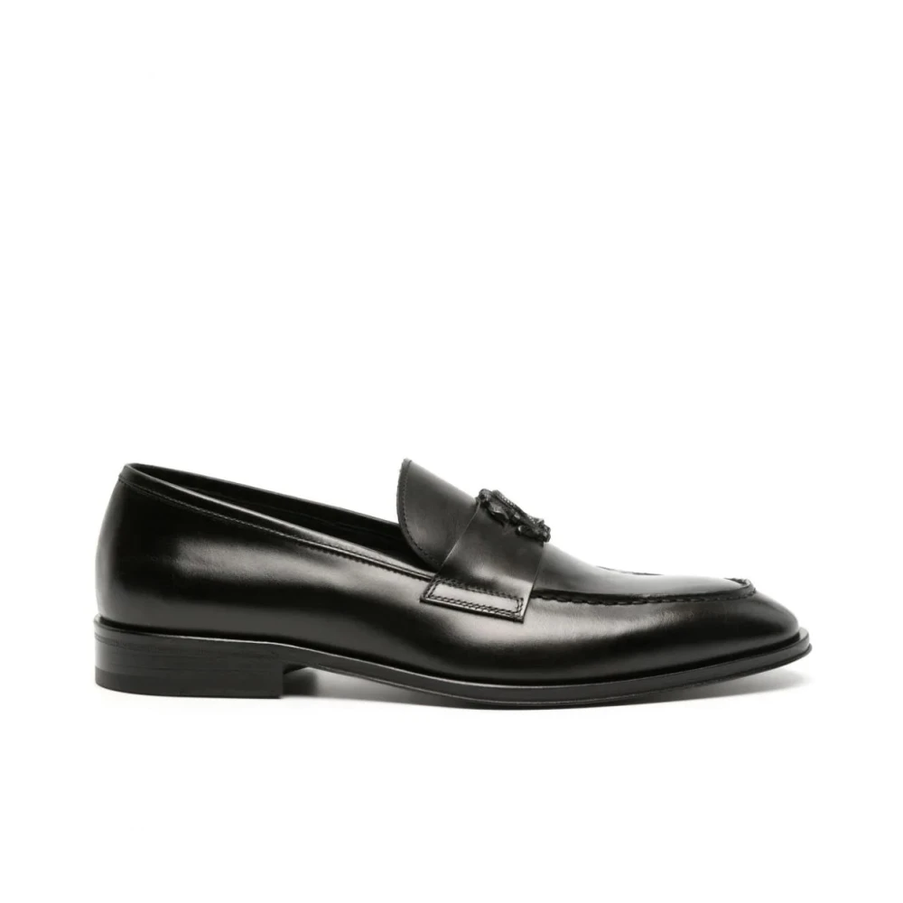 Roberto Cavalli Svart läder avslappnade loafers Black, Herr