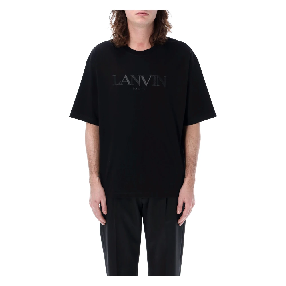 Lanvin Zwart T-shirt met geborduurd logo Black Heren