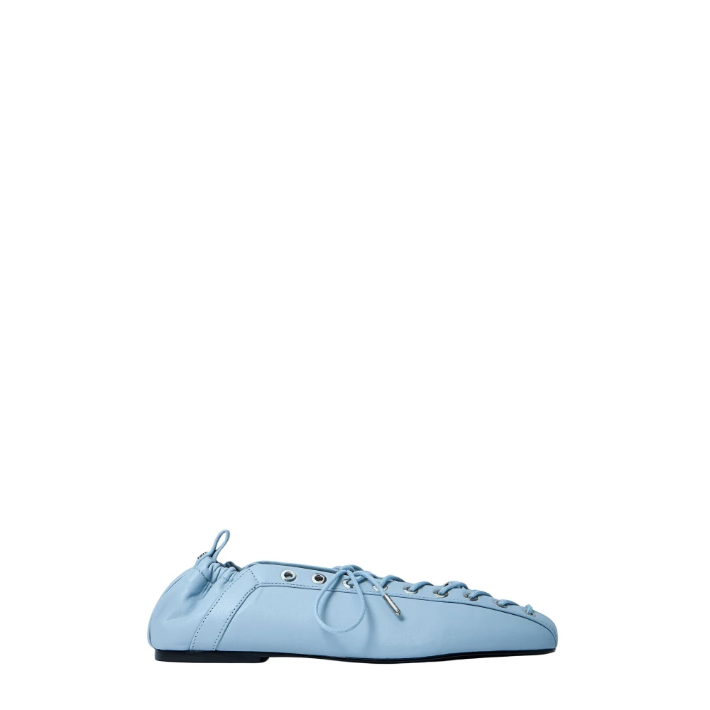 Ganni Women's Blue Lace-Up Ballerina Flats - 8 Uk - Shoes