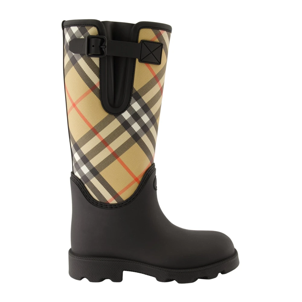 Burberry , Wellies, Female, Black, 4 Uk, Checkered Rubber Boots For Women
