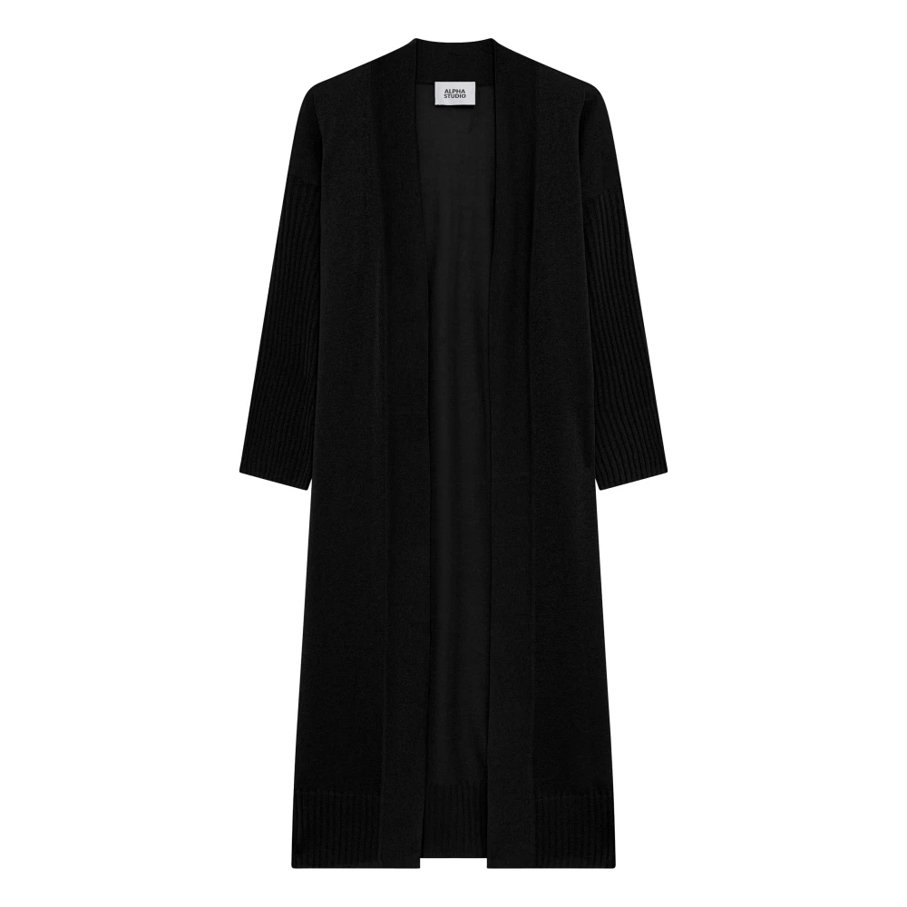 Alpha Studio Vrouw Zwart Truien & Vesten Dames, S, Polyester, Cardigan In Maglia