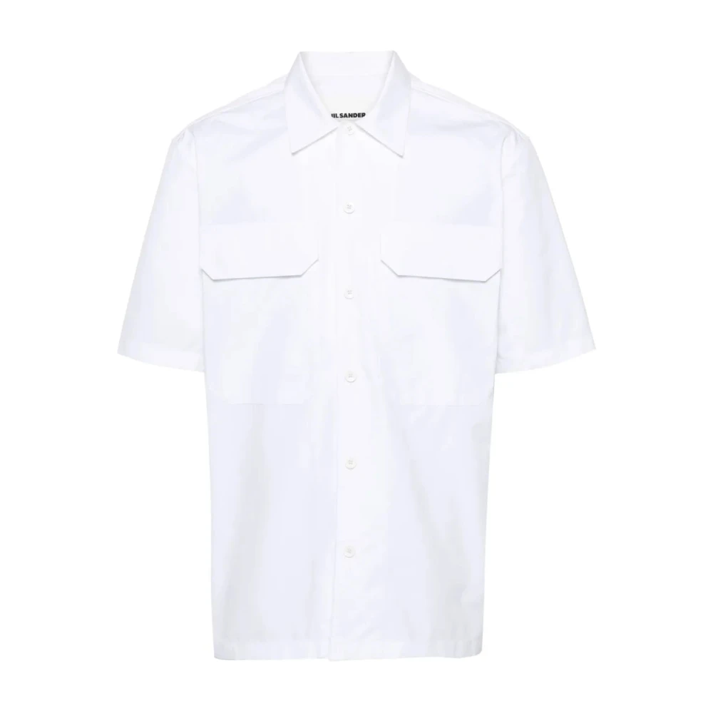 Jil Sander Mannelijk Wit Overhemden Heren, M, Katoen, Short Sleeve Shirt