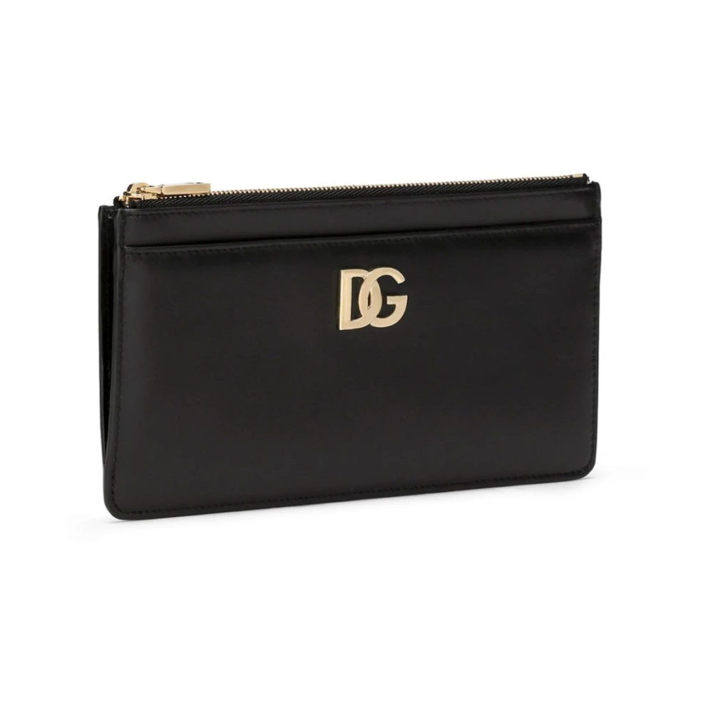 Dolce & Gabbana Zwarte Leren Portemonnees Black Dames