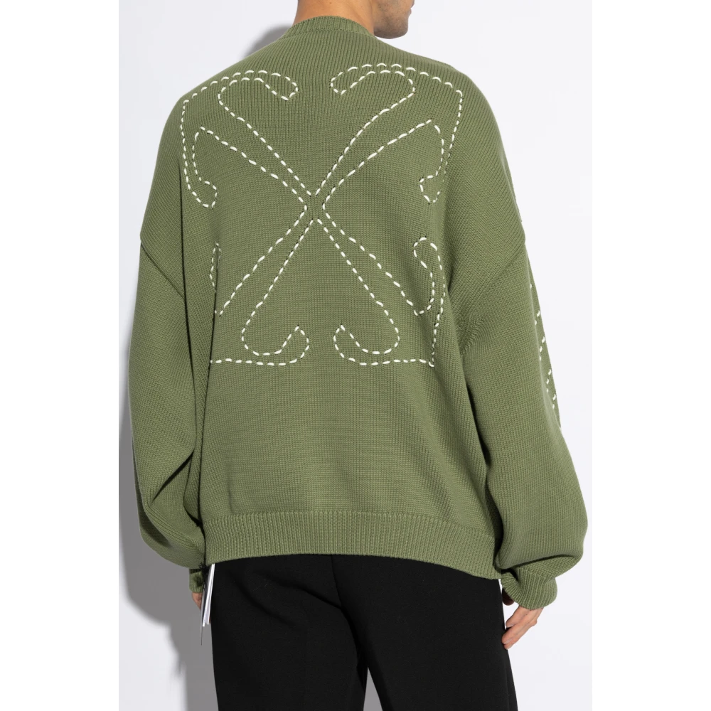 Off White Trui met logo Green Heren