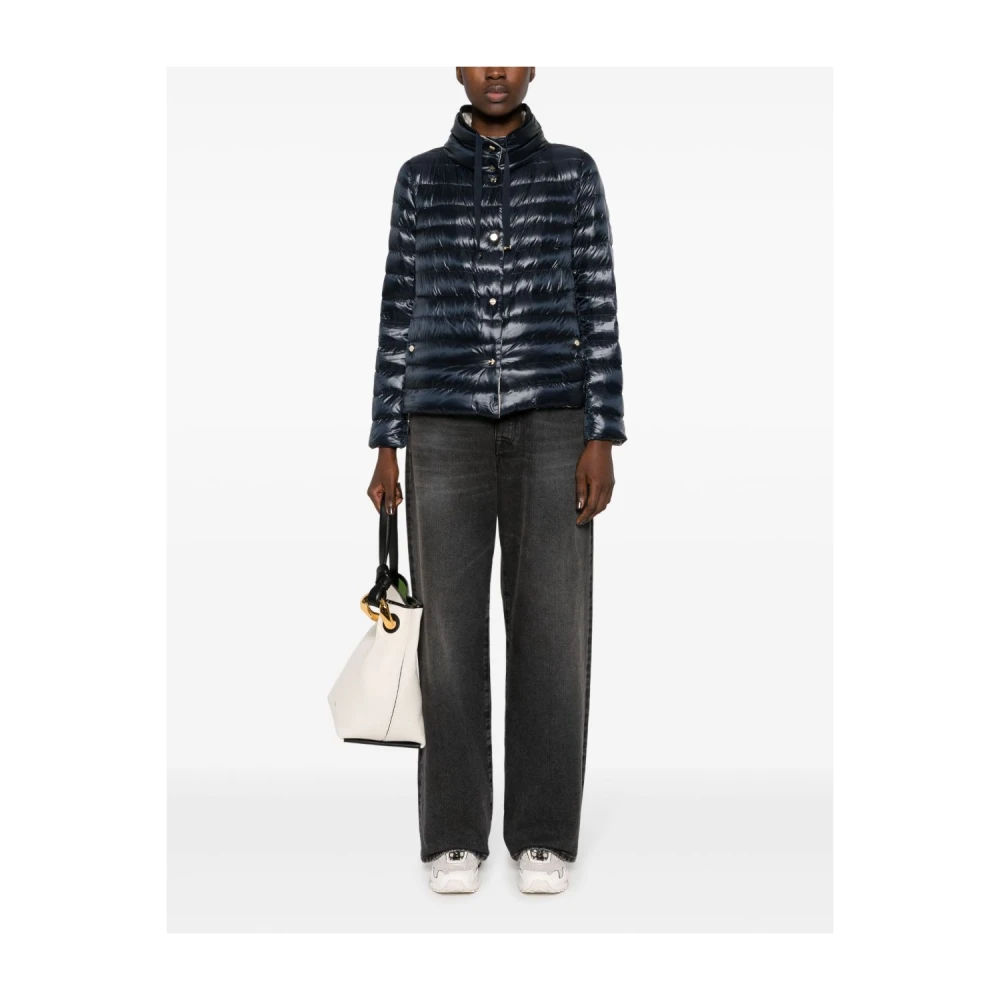 Herno Navy Blauwe Gewatteerde Jas Blue Dames