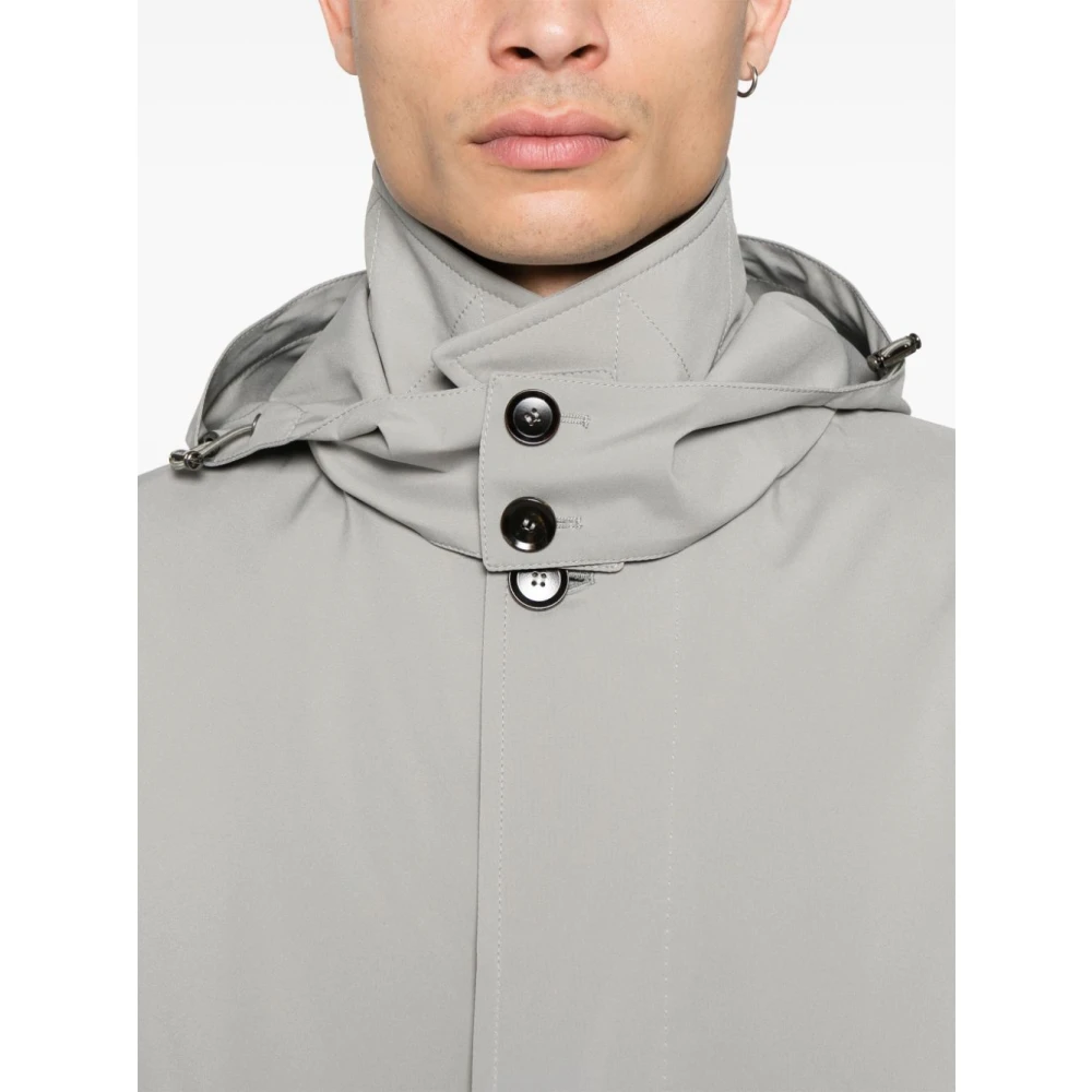 Brioni As Grijs Parka met Capuchon Gray Heren