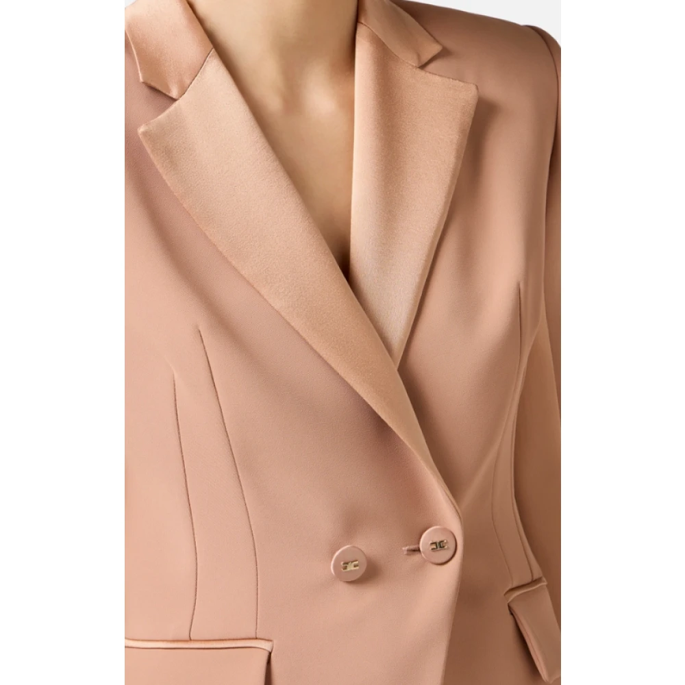 Elisabetta Franchi Satin Revers Crepe Jas Beige Dames