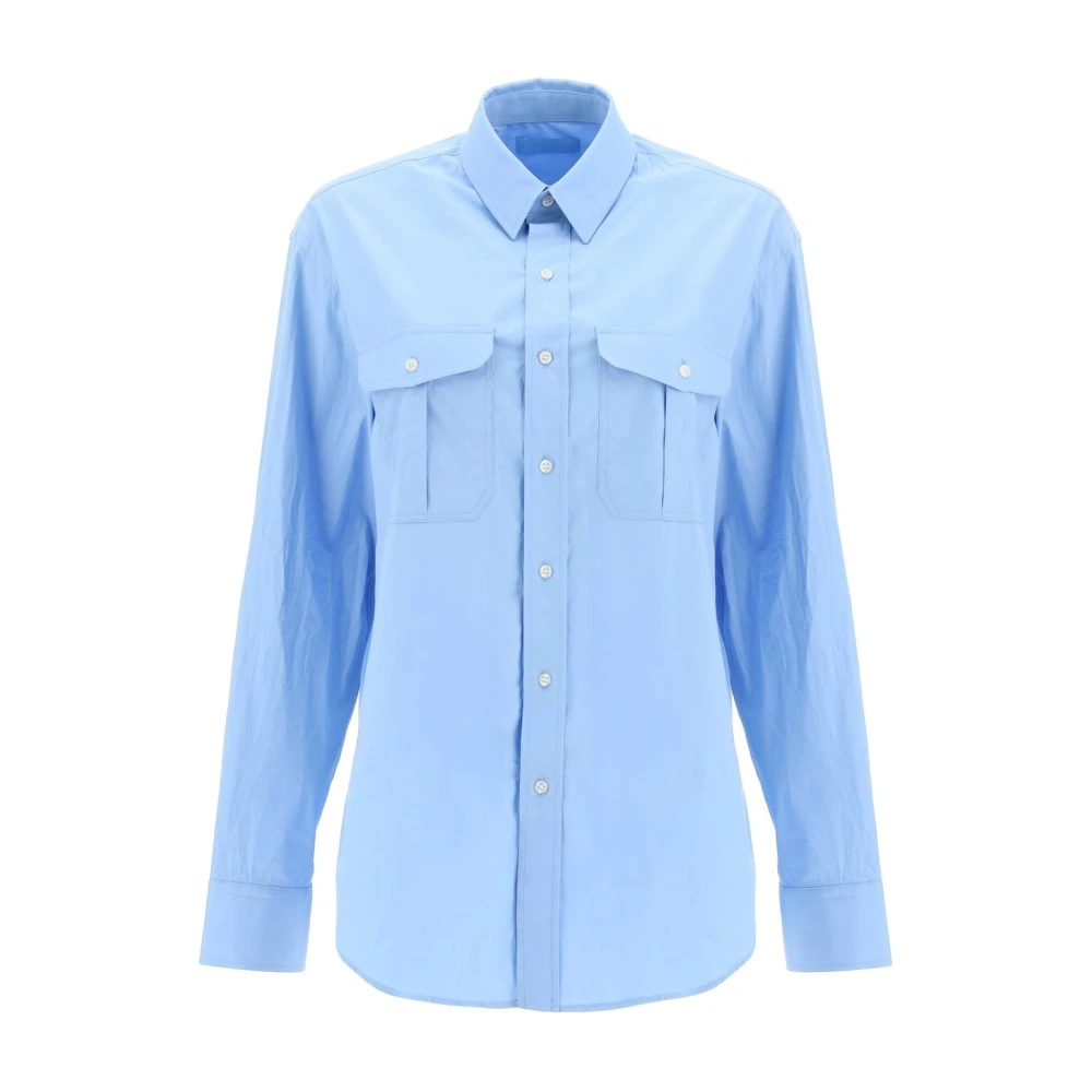 Wardrobe.nyc Oversized Katoenen Poplin Shirt Blue Dames