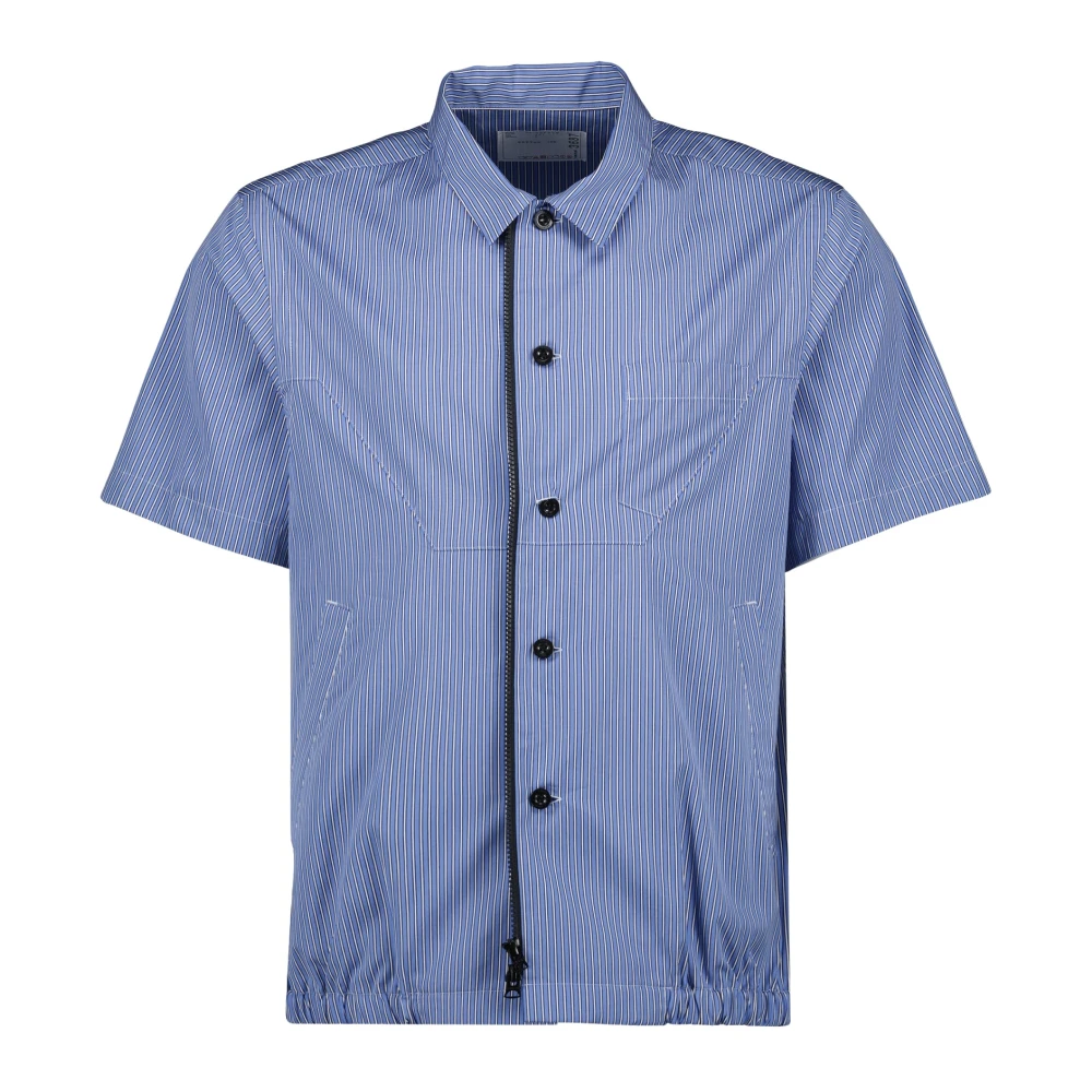 Sacai Gestreept katoenen overhemd Lente-Zomer 2025 Blue Heren