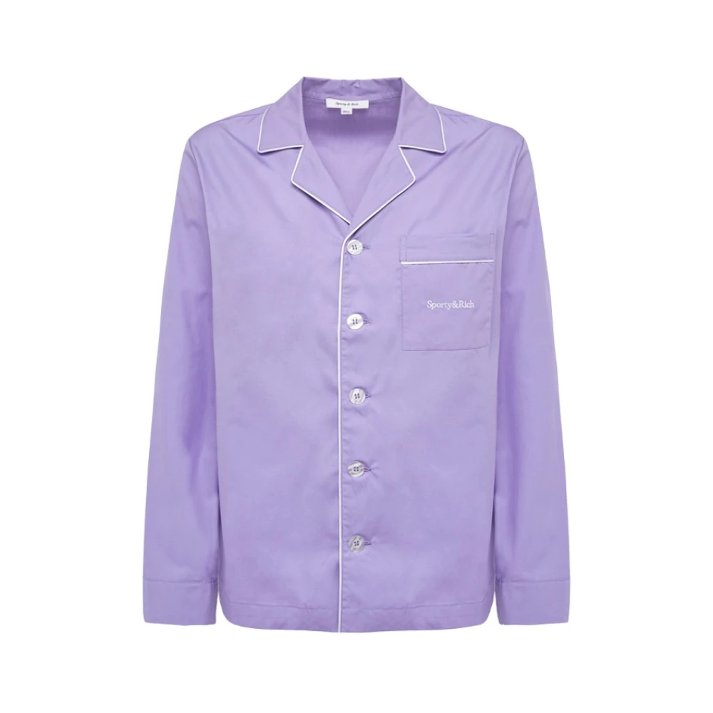 Sporty & Rich Pyjama Shirts van effen katoen Purple Dames