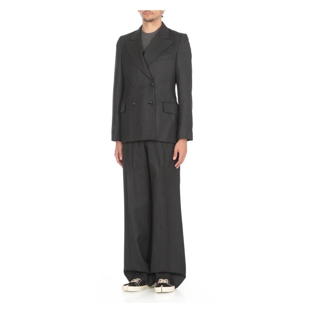 Maison Margiela Blauwe Wol Double-Breasted Blazer Blue Heren