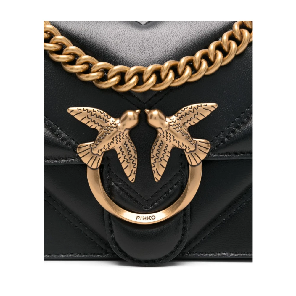 pinko Zwarte en Gouden Schoudertas Black Dames