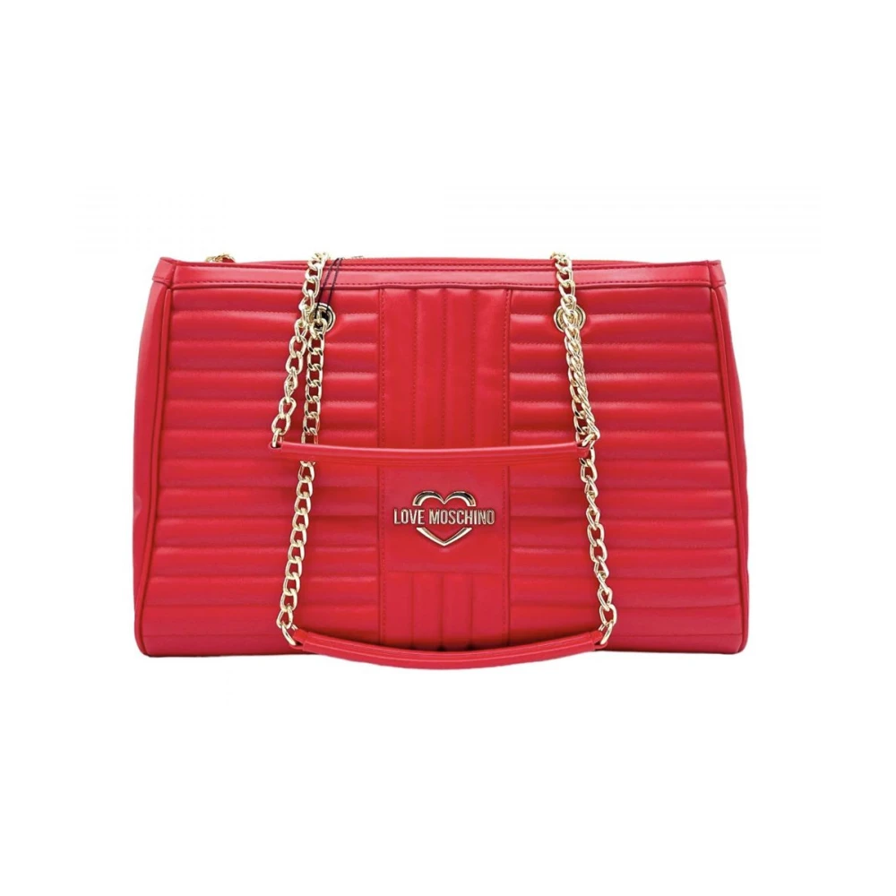 Love Moschino Gewatteerde Shopping Bag met Metalen Logo Red Dames