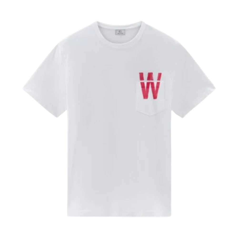 Woolrich Katoenen T-shirt met Zakje (Bright White) White Heren