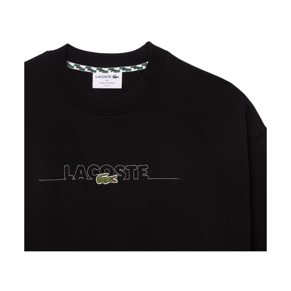 Lacoste Zwarte katoenen trui met krokodillenlogo Black Heren