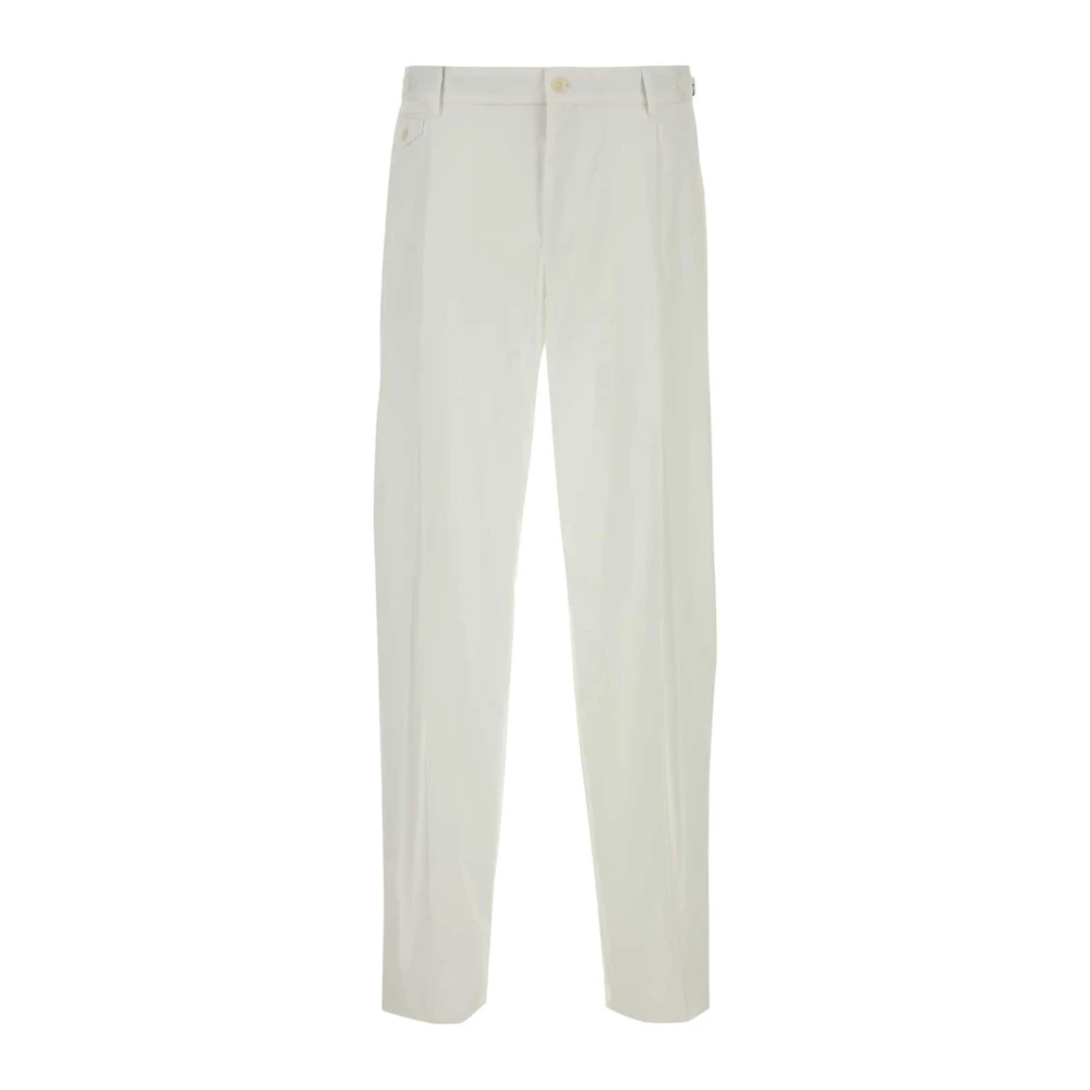 Dolce & Gabbana Mannelijk Wit Broeken Heren, L, Katoen, Stretch Katoenen Broek