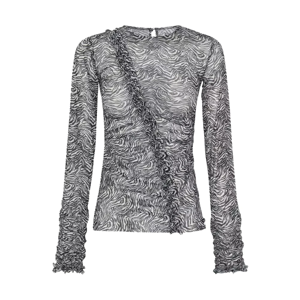One Teaspoon Women's Multicolor Blouses, 2XS, Mesh Blouse With Frill