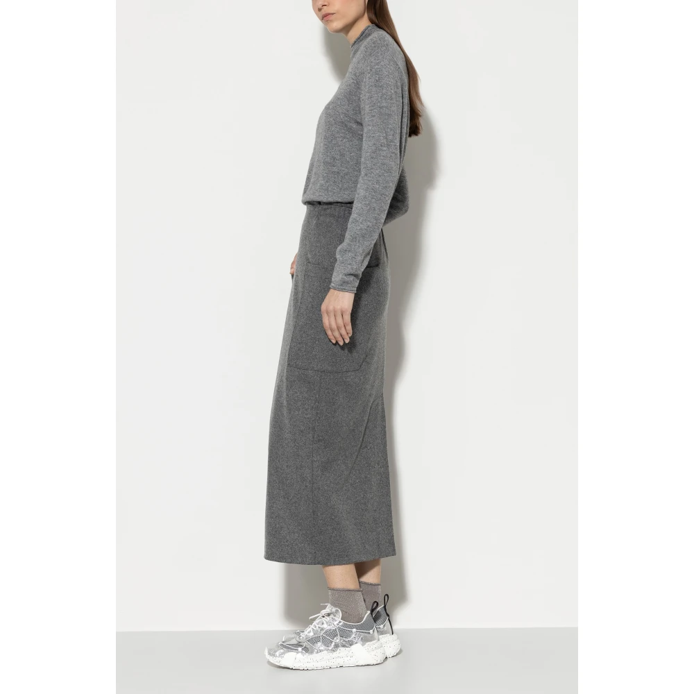 LUISA CERANO Melange Wol Flanel Lange Rok Gray Dames