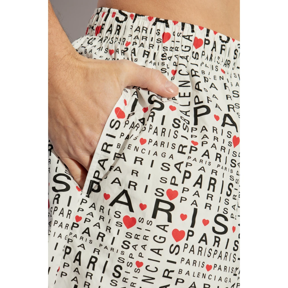 Balenciaga Shorts met logo White Heren