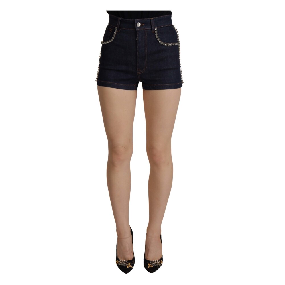 Black denim hot pants shorts on sale