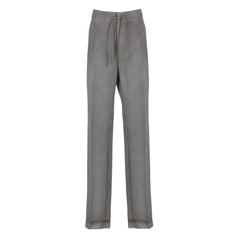 Maison Margiela Grijze Wol Mohair Broek met Koordjes Gray Dames