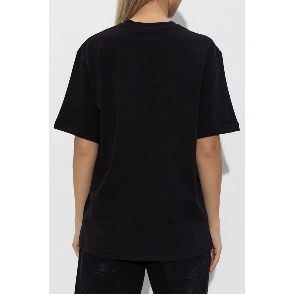Rotate Birger Christensen T-shirt met Logo Black Dames