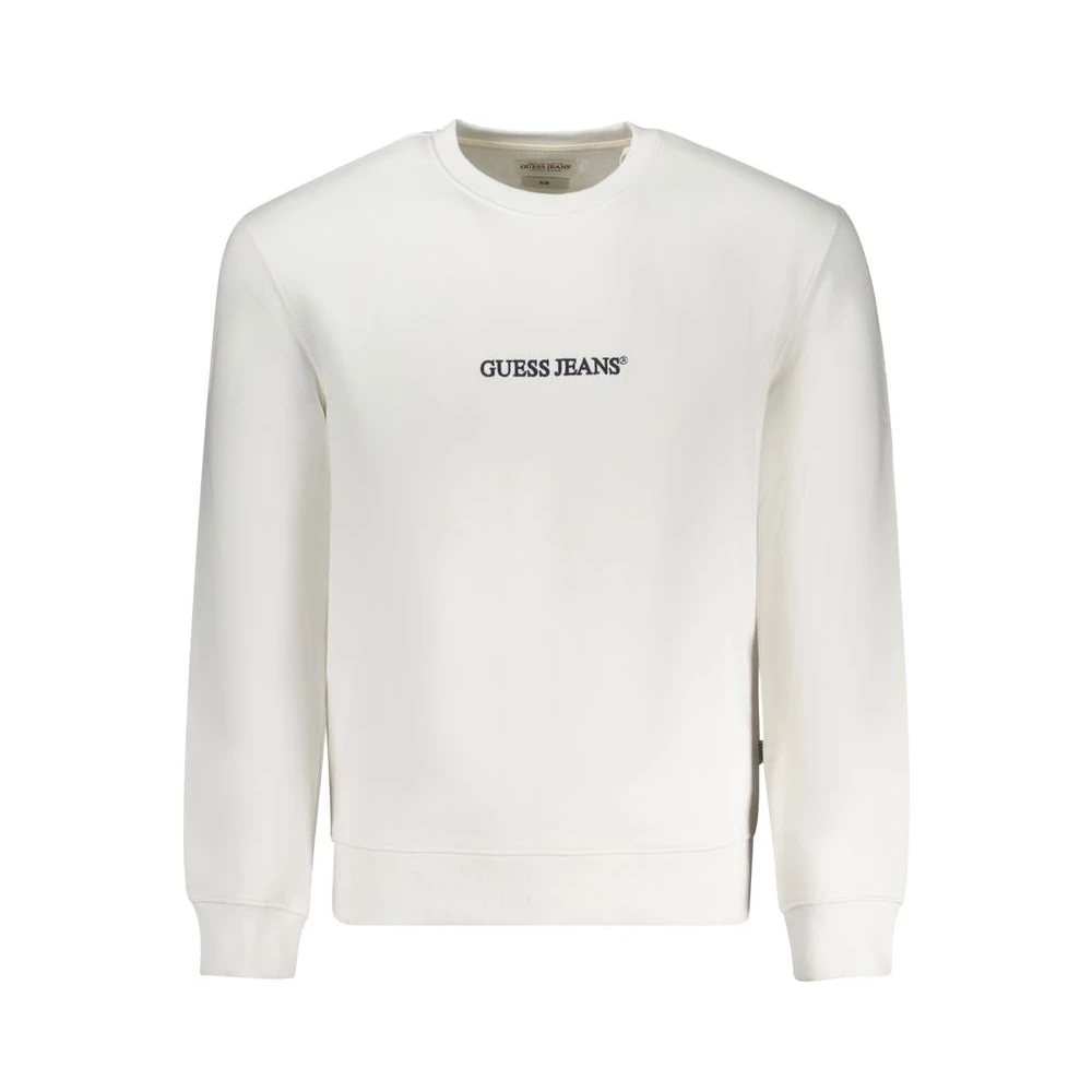 Guess Geborduurde Katoenen Sweatshirt Slim Fit White Heren