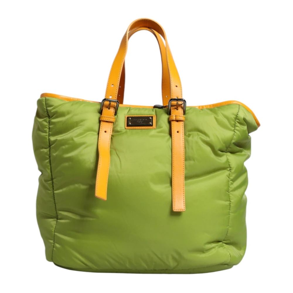 Dolce & Gabbana Groene Nylon Logo Plaque Crossbody Tas Green Dames