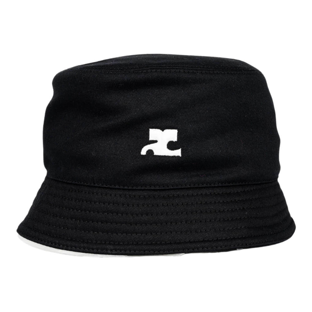 Courrèges Zwarte Katoenen Signature Bucket Hat Black Heren