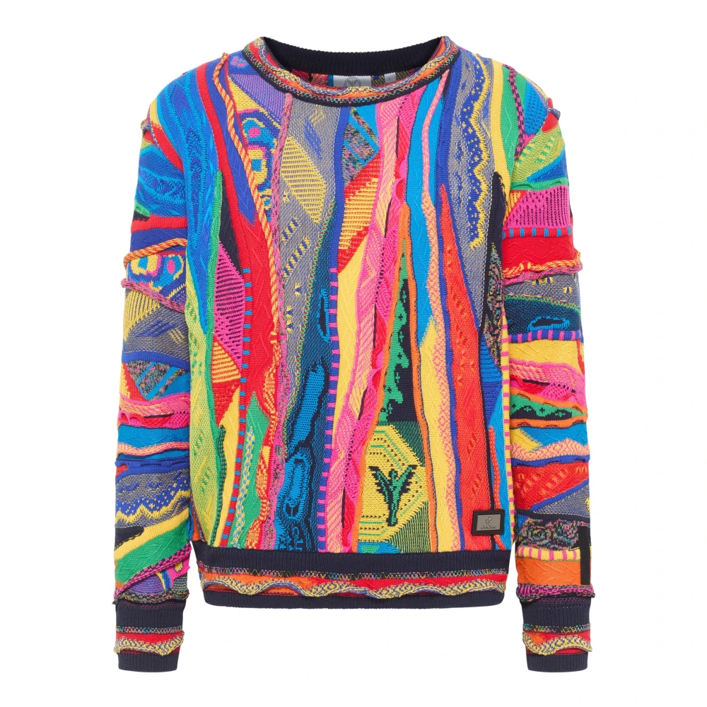 carlo colucci Kleurrijke Geometrische Gebreide Trui Multicolor Heren